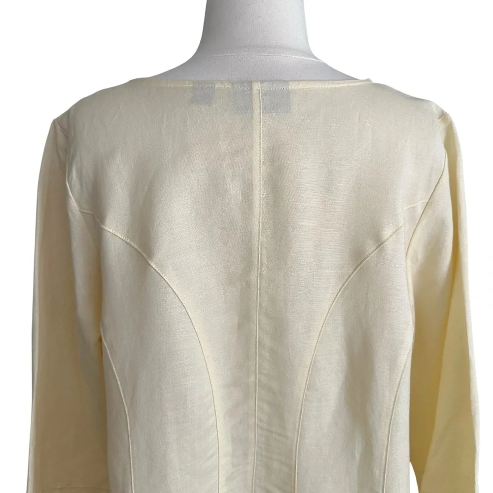 Linen Blend Linen Blend Pastel Yellow Pintuck Blouse Euro Summer Coastal 14/16